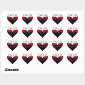 Black White Red Floral Heart Wedding Favor Sticker (Sheet)