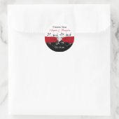 Black White Red Floral Heart Wedding Favor Sticker (Bag)