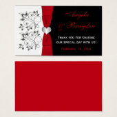 Black, White, Red Floral, Heart Wedding Favor Tag (Front & Back)