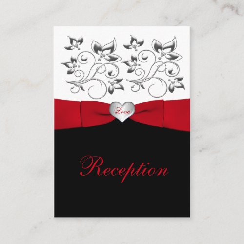 Black White Red Floral Reception Enclosure Card