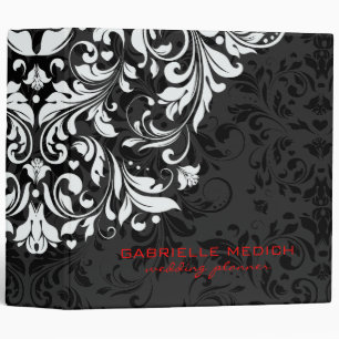 Black, White & Red Floral Vintage Damasks Binder