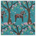 Black/white/red Folk Dala horse/birds/flowers 2.7 Fabric