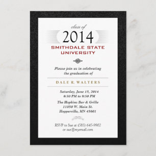 Black White & Red Formal Grad Invite