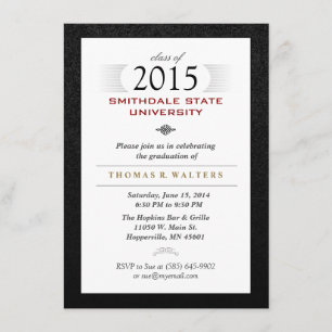 Black White & Red Formal Grad Invite