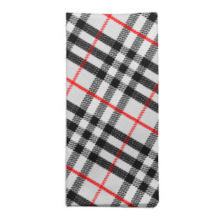 Black White Red Gingham   Classic Checkered Fabric Cloth Napkin