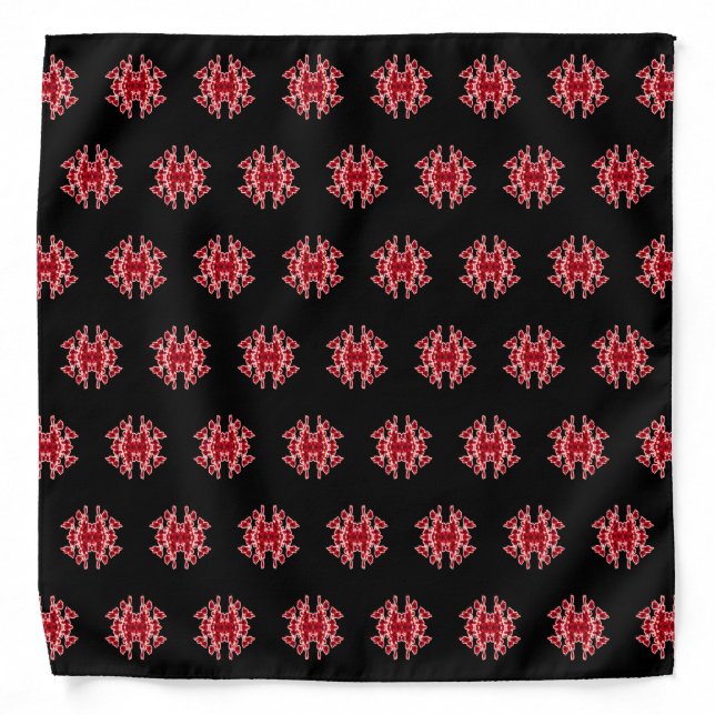 Black White Red Graphic Abstract Pattern Bandana (Front)