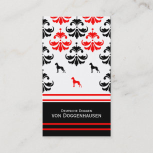 Black White Red Great Dane  Business Card