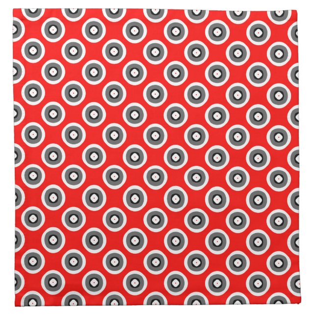 Black White Red Grey Pattern Cloth Napkin (Front)
