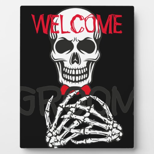 black white red halloween skull 8x10 poster plaque