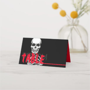 black white red halloween skull place cards
