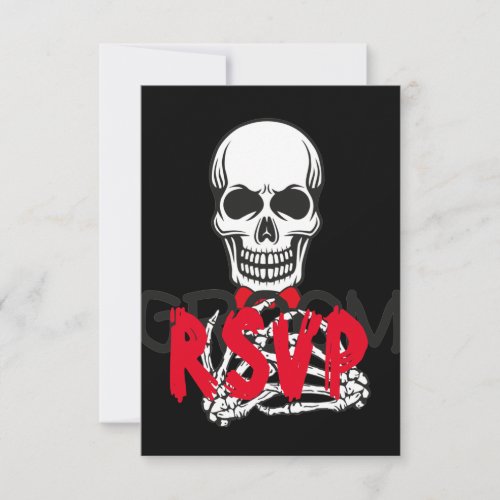 black white RED halloween SKULL RSVP CARDS