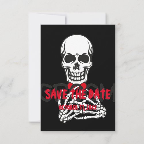 black white RED halloween SKULL SAVE THE DATE 
