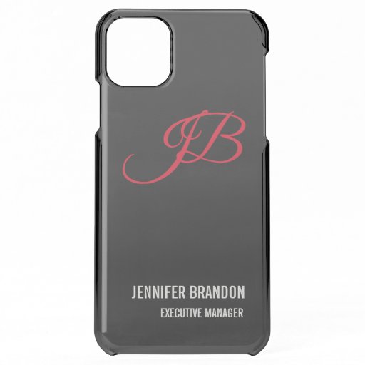 Black White Red Handwriting Monogram Minimalist iPhone 11 Pro Max Case