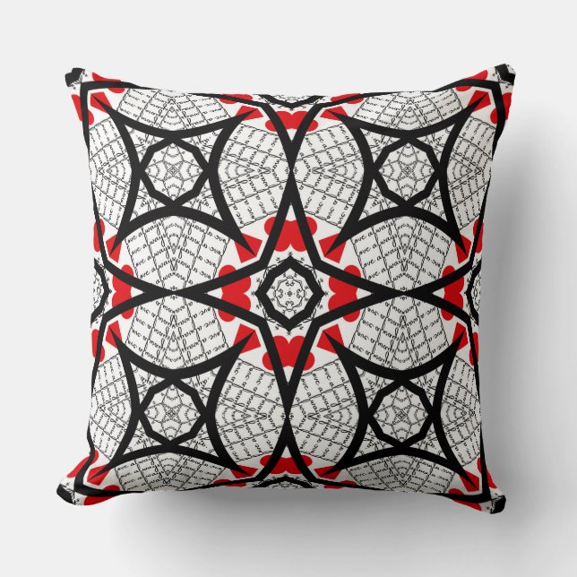 BLACK WHITE RED LOVE ALWAYS REPEAT WORDS SYMMETRY THROW PILLOW (Front)