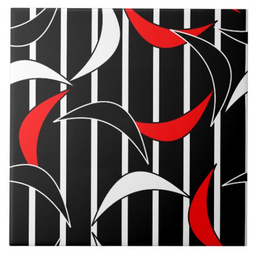 Black white red modern art ceramic tile