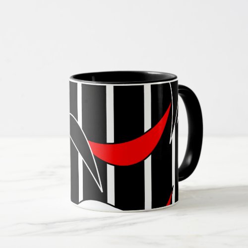 Black white red modern art mug