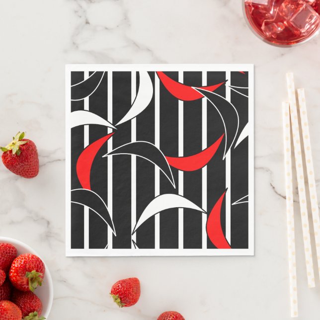Black, white, red modern art napkins (Insitu)