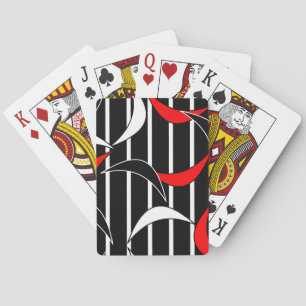 Black, white, red modern art poker cards