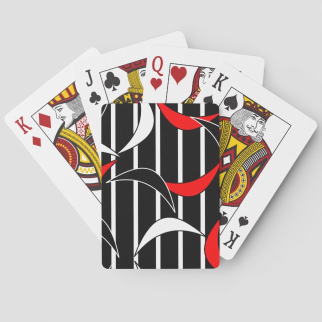 Black, white, red modern art poker cards (Back)