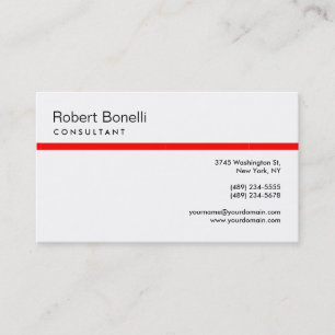 Black & White Red Modern Consultant Business Card