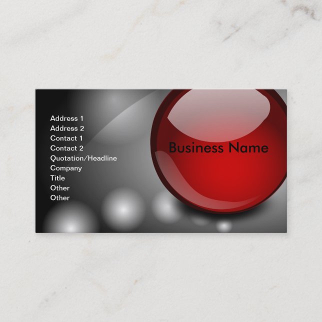 Black White Red Modern Cool Business Card (Front)