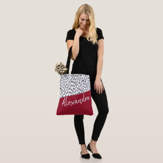 Black White Red Modern Personalized Tote Bag