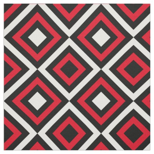 Black White Red Modern Trendy Geometric Fabric