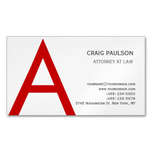 Black White Red Monogram Initial Letter Attorney Business Card Magnet