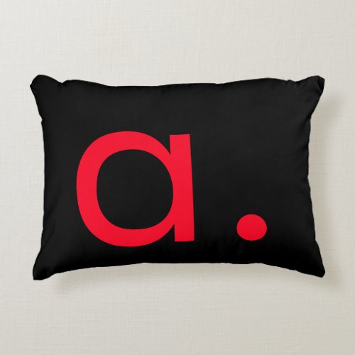 Black White Red Monogram Initial Letter Modern  Accent Pillow