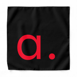 Black White Red Monogram Initial Letter Modern  Bandana