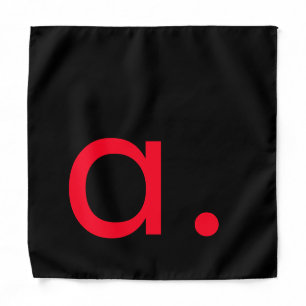 Black White Red Monogram Initial Letter Modern Bandana