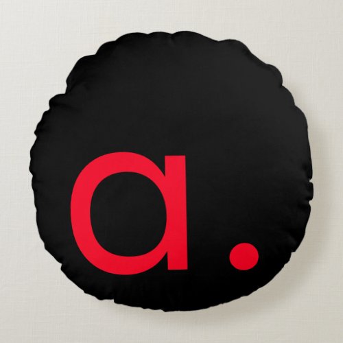 Black White Red Monogram Initial Letter Modern  Round Pillow