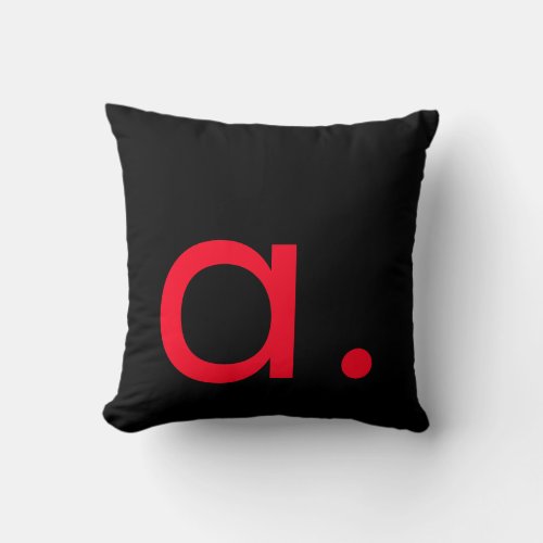 Black White Red Monogram Initial Letter Modern Throw Pillow
