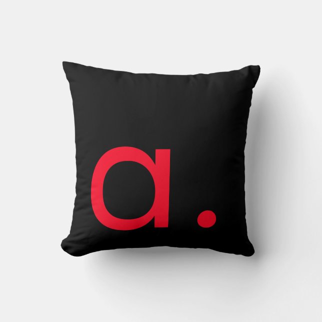 Black White Red Monogram Initial Letter Modern  Throw Pillow (Front)