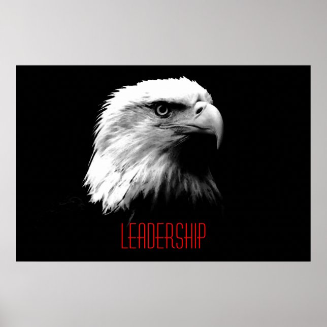 Black White Red Motivation Leadership Eagle Poster (Front)