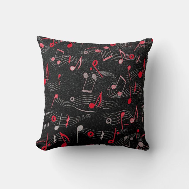 Black White red Music note Throw pillow (Front)