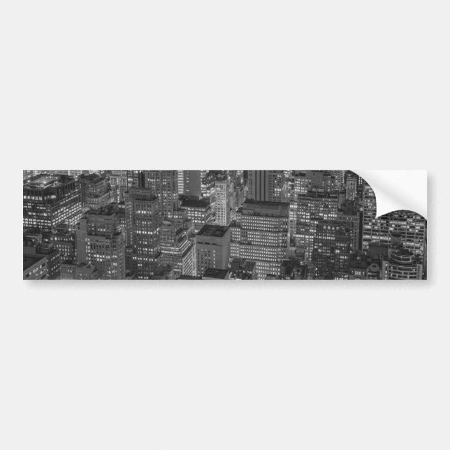 Black White Red New York City Skyline Bumper Sticker (Front)