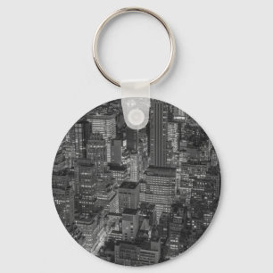 Black White Red New York City Skyline Keychain