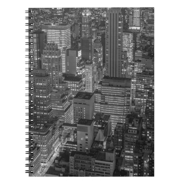 Black White Red New York City Skyline Notebook (Front)