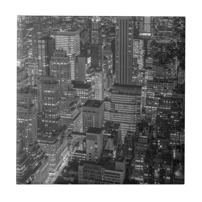 Black White Red New York City Skyline Tile (Front)
