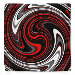 Black White Red Paint Swirl Bandana