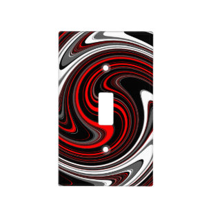Black White Red Paint Swirl Light Switch Cover