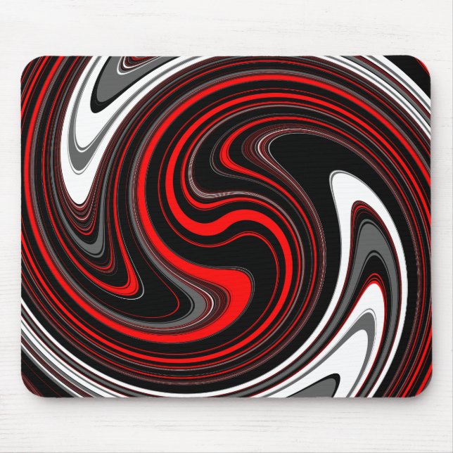 Black White Red Paint Swirl Mouse Pad (Front)
