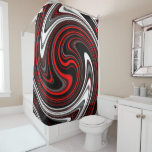 Black White Red Paint Swirl Shower Curtain