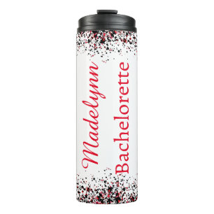Black & White & Red Personalized Bridesmaid Thermal Tumbler