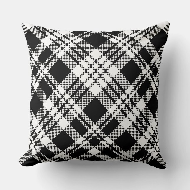 Black/White Red Plaid Reversible Pillow (Front)