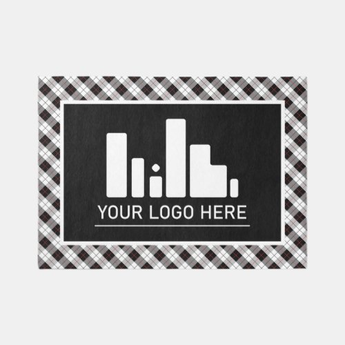 Black White Red Plaid Your Logo Business Rug