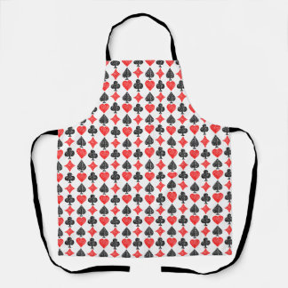 Black/White/Red Playing Card All Symbols Lino Cut Apron
