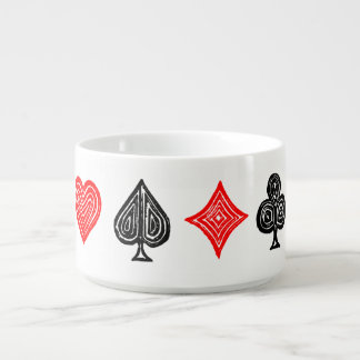 Black/White/Red Playing Card All Symbols Lino Cut Bowl
