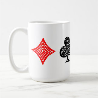 Black/White/Red Playing Card All Symbols Lino Cut Coffee Mug